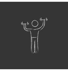 Man Exercising With Dumbbells Drawn In Chalk Icon