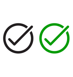 Check Mark Set Icon In Green And Black Checkmark