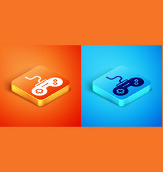 Isometric Gamepad Icon Isolated On Orange And Blue