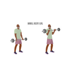 Senior Man Doing Barbell Biceps Curl Exercise