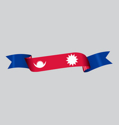 3d Flag Of Nepal On Ribbon