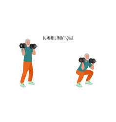 Senior Man Doing Dumbbell Front Squat Exercise