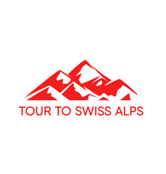 Swiss Alps Tour Emblem Red Color With Mountains