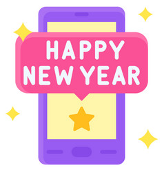 Happy New Year Text On Mobile Phone Icon New Year