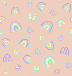 Rainbow In Muted Pastel Colors Seamless Pattern