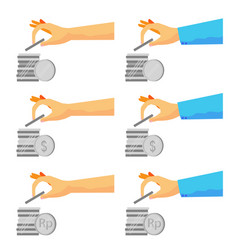 Simple Set 6 Woman Hand Saving Or Taking Money