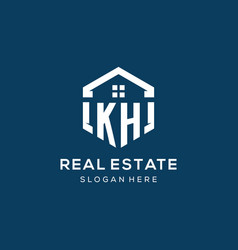 Letter Kh Logo For Real Estate With Hexagon Style