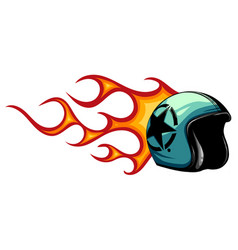 Motorcycle Helmet Open Face With Flames