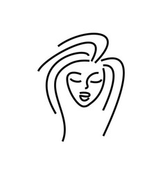 Beauty Salon Logo Face Thin Lines Girl Portrait