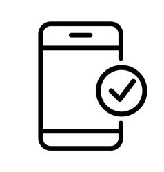 Cell Phone Icon With Successful Completed Approval