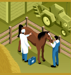 Farm Veterinary Isometric Composition