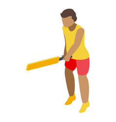 Kid Playing Cricket Icon Isometric Style