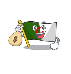 With Money Bag Flag Algeria Cartoon Isolated