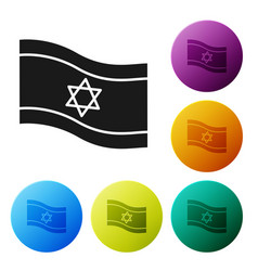 Black Flag Of Israel Icon Isolated On White