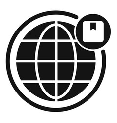 Black And White Icon Of A Globe With A Package