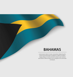 Wave Flag Of Bahamas On White Background Banner