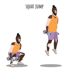 Young Man With Vitiligo Doing Squat Jump Exercise