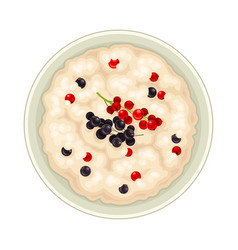 Oatmeal In Bowl With Berries Top View