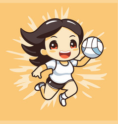 A Cute Little Girl Playing Volleyball