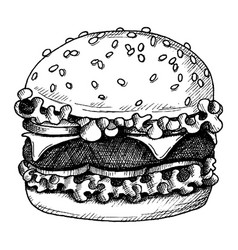 Burger Vintage Sketch