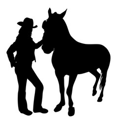 Cowgirl Standing With Horse