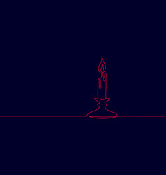 One Line Continuous Lightning Candle Symbol