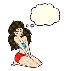 Cartoon Woman In Skimpy Clothing With Thought