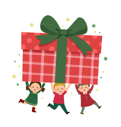 Happy Children Carrying A Large Gift Box