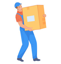 Mover Carrying Cardboard Box Service Worker