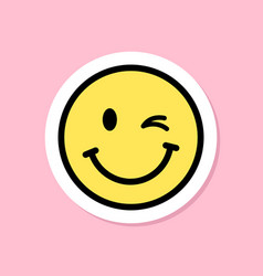 Winking Face Emoji Sticker Yellow