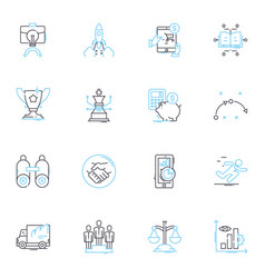 Clever Move Linear Icons Set Strategy Tactic