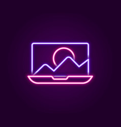 Glowing Neon Line Photo Retouching Icon Isolated