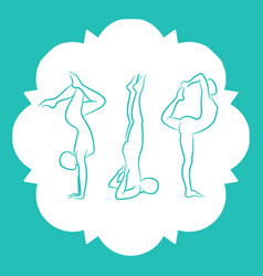 Pilates Fitnes Yoga Line Silhouettes Set