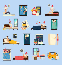 Sleep Disorder Orthogonal Flat Icons