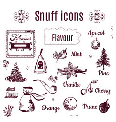 Tobacco Snuff Icons - Sketch Style Graphic