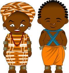 Cheerful african couple from mursi ethiopia Vector Image