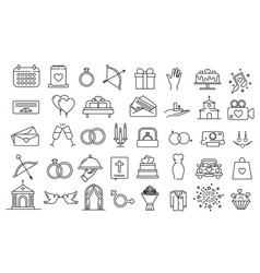 Wedding Marrying Ceremony Line Icons