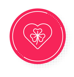 White Line Heart With Clover Trefoil Leaf Icon