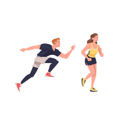 Man And Woman Character Running In Sportswear And