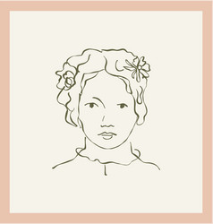 Female Portrait With Flower Single Clipart