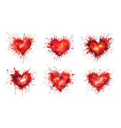 Red Watercolor Hearts In Paint Splash Heart