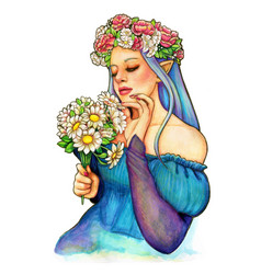 Colorful Watercolor An Elvish Maiden