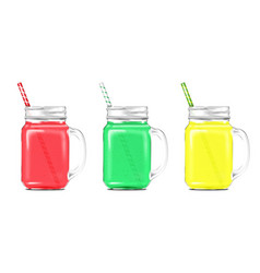 Glass Mason Jar With Handle And Drinking Straw