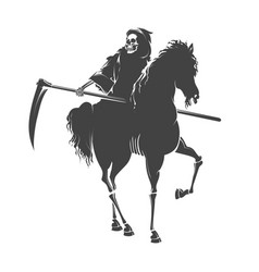 Grim Reaper Rides Dead Horse Engraving Tattoo