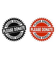 Please Donate Black Rosette Stamp Seal