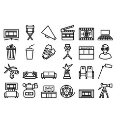 Black cinema icon set Royalty Free Vector Image
