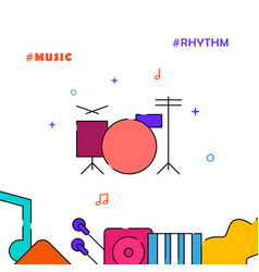 Drums Drum Kit Drummer Filled Line Icon Simple