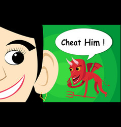 Flying Devil Whisper Woman To Chest Cartoon