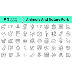 Set Of Animals And Nature Park Icons Line Art