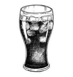 Sketch Ink Graphic Glass With Cola Ice Drink